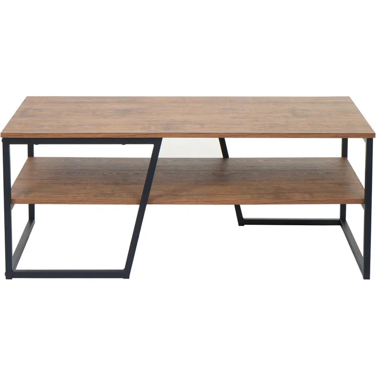 MCW Couchtisch A27, Braun, Holzwerkstoff, 110x46x60 cm, stabile Konstruktion mit großzügiger Ablagefläche und 3D-Struktur-Oberfläche