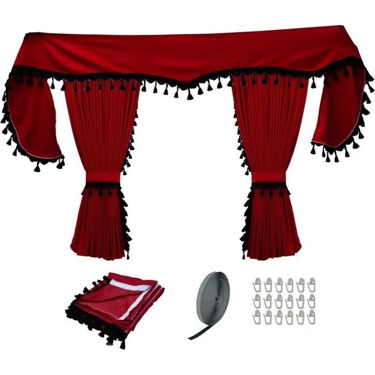 Gardinen by Justyna Verdunkelungsvorhang Lkw Gardine Rot (5 St), Kräuselband, verdunkelnd, Polyester, Vorhänge,Verdunkelt,Blickdicht,Sichtschutz,Truckvorhang – Bild 1