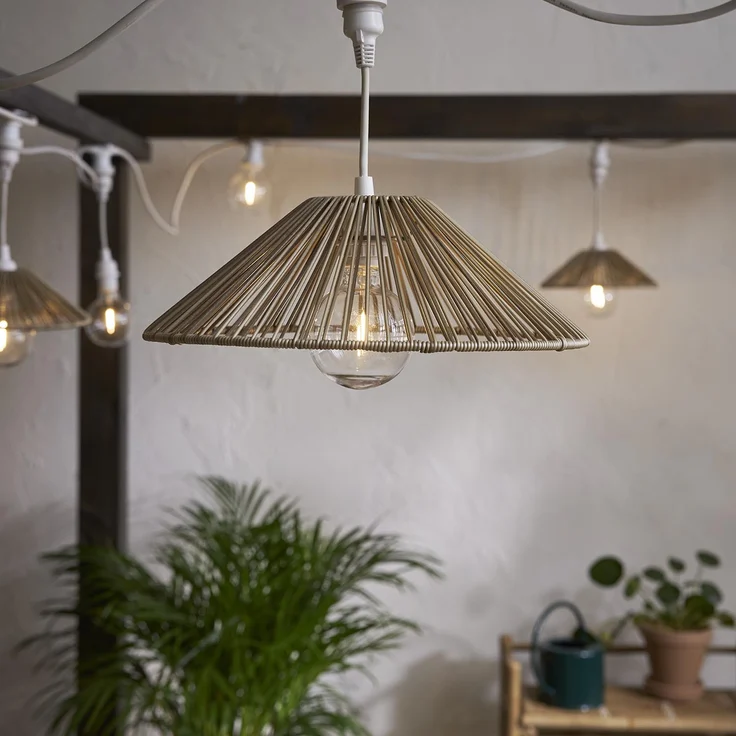 Outdoor Lampenschirm ,Vide' in Rattan-Optik, natur – Bild 2