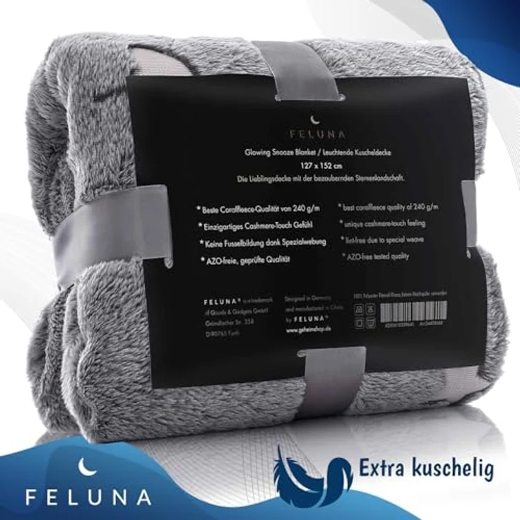 Wohndecke Kuscheldecke mit leuchtenden Sternen, Feluna, Kinder Plüschdecke Tages-Decke – Bild 4