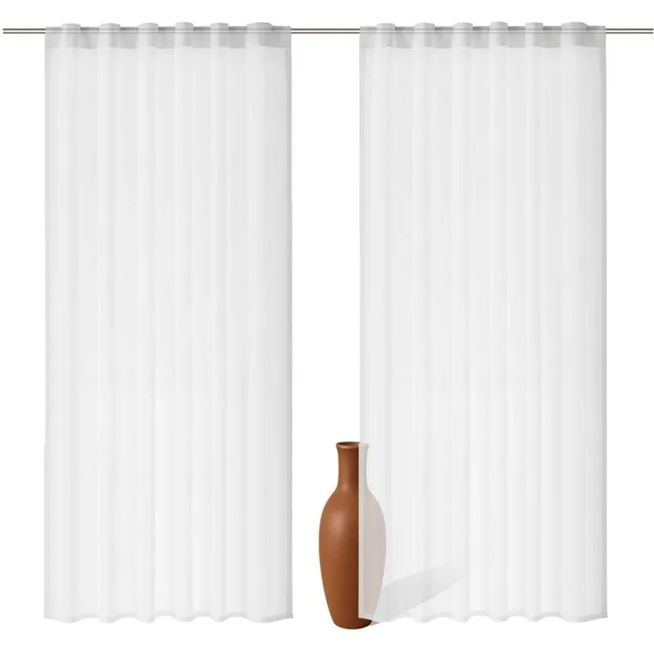 2er Set Schlaufenschal Voile 300 cm weiß transparent - Höhe (cm): 300, Farbe: Weiss