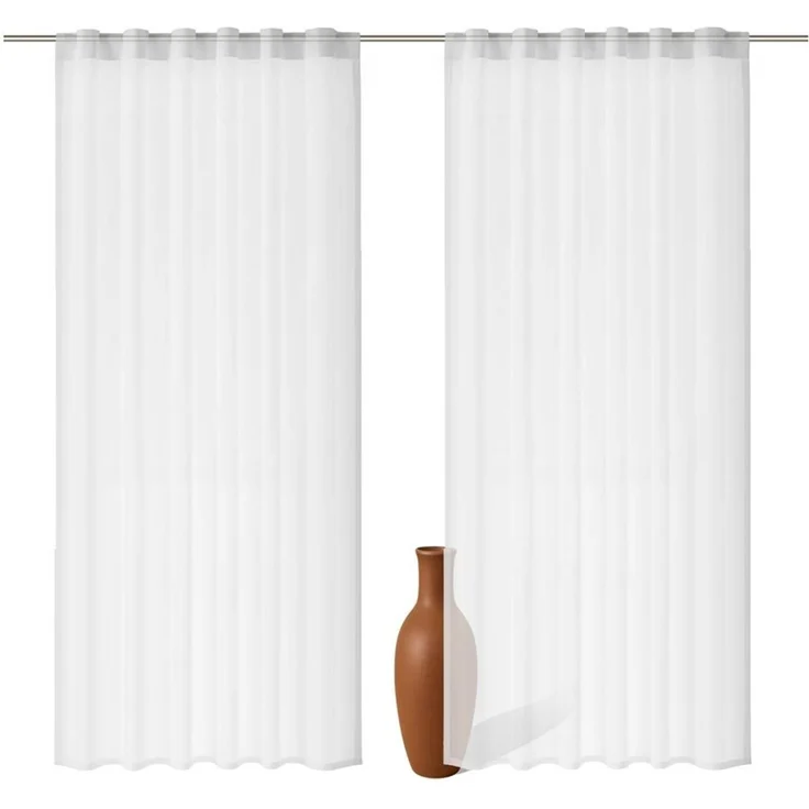 2er Set Schlaufenschal Voile 300 cm weiß transparent - Höhe (cm): 300, Farbe: Weiss – Bild 1