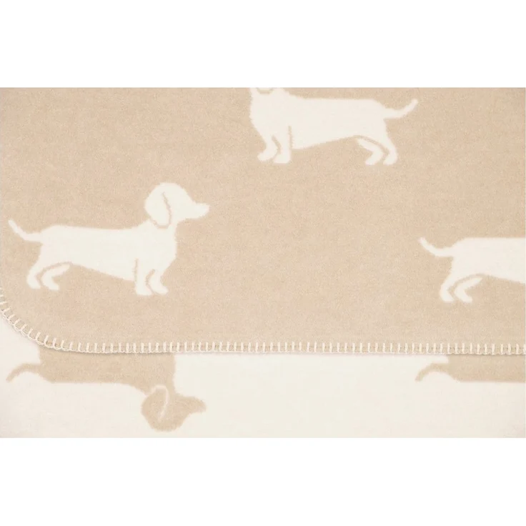 Cawö Wohndecke Kuscheldecke We love Dogs 62460-33 Dackel beige 150x200 – Bild 2