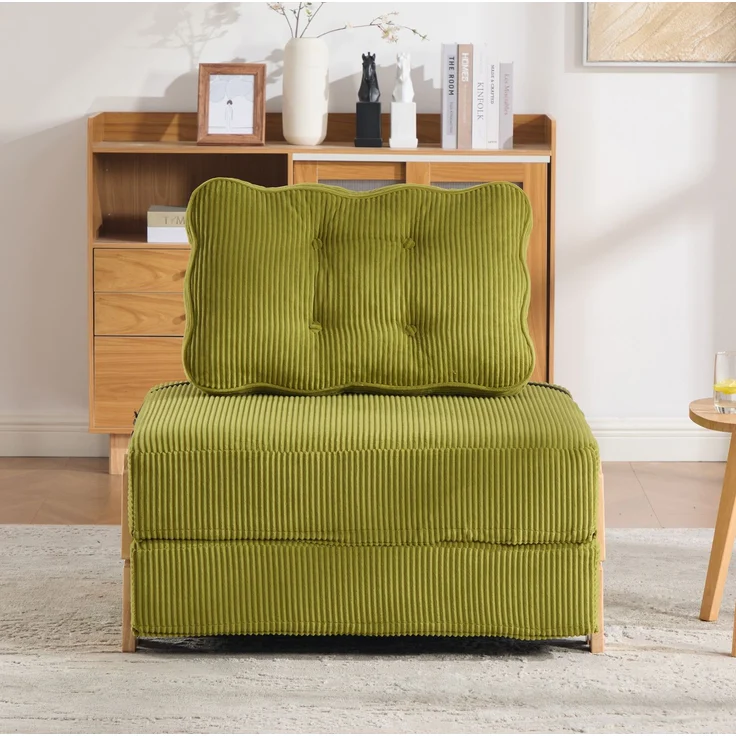 Klappstuhl 90 x 86 x 84 cm in Olive mit Cordbezug und Holzgestell – Bild 3