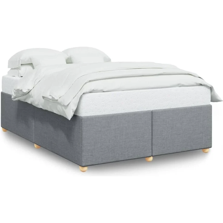 vidaXL Bettgestell ohne Matratze Hellgrau 160x200 cm Stoff 3284743 – Bild 2