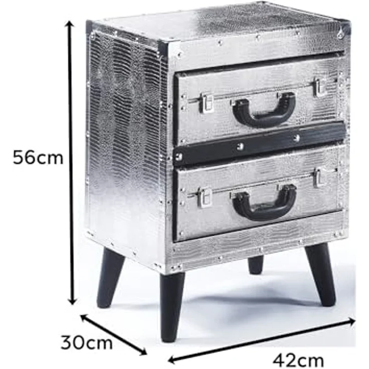 Kobolo Regal Kommode in Kofferoptik - silber - 2 Fächer – Bild 3