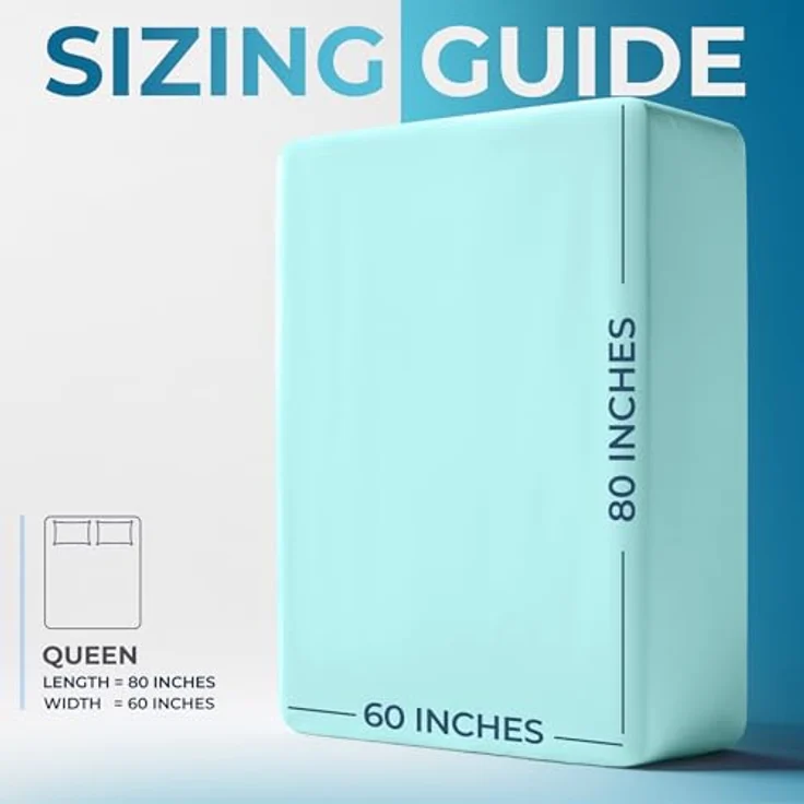 Utopia Bedding Queensize-Spannbetttuch mit extra tiefen Taschen, passend für Matratzen bis zu 53 cm, schrumpf- und farbbeständig, pflegeleicht, nur 1 Spannbetttuch mit tiefen Taschen, Spa-Blau – Bild 2
