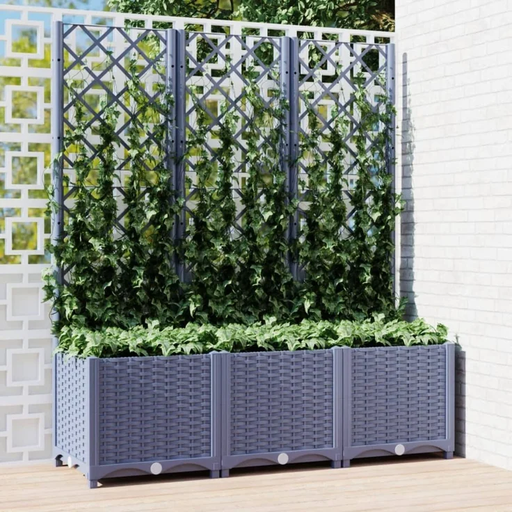vidaXL Pflanzkübel mit Spalier Blaugrau 120x40x136 cm PP 318253 – Bild 1