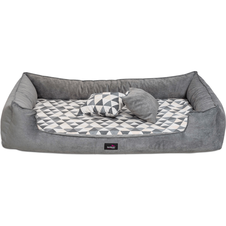 VELVET Samt Orthopädisches Hundebett - 130x100cm, 0205 Graphit-Creme – Bild 3