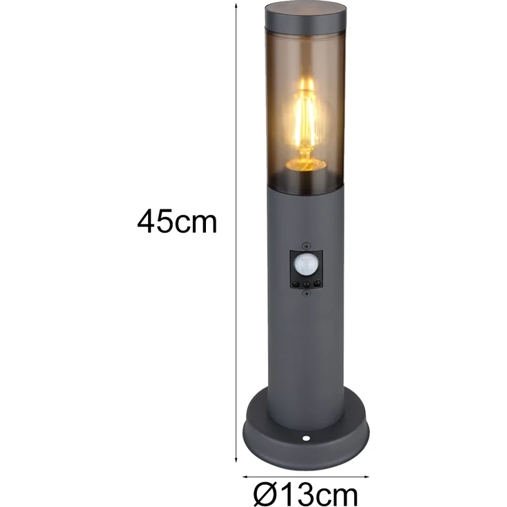 LED Sockelleuchte in Anthrazit & Rauch mit Bewegungsmelder, Höhe 45cm – Bild 4