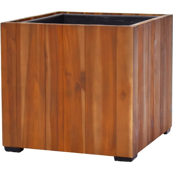 Pflanzgefäß Colorado 4 Pflanzkasten Blumenkasten Akazienholz 33x31 cm mit Einsatz