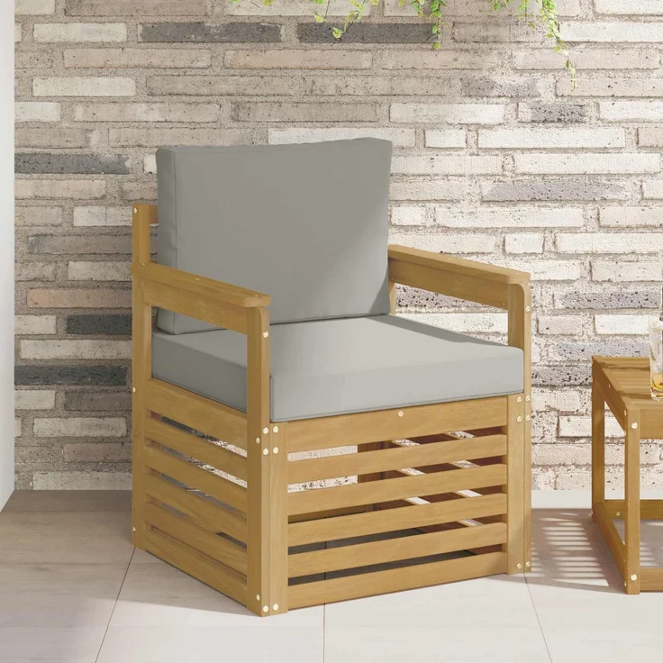 vidaXL 2 Stück Outdoor-Sofagarnitur Polyester Weiß und Hellgrau 3439083 – Bild 1