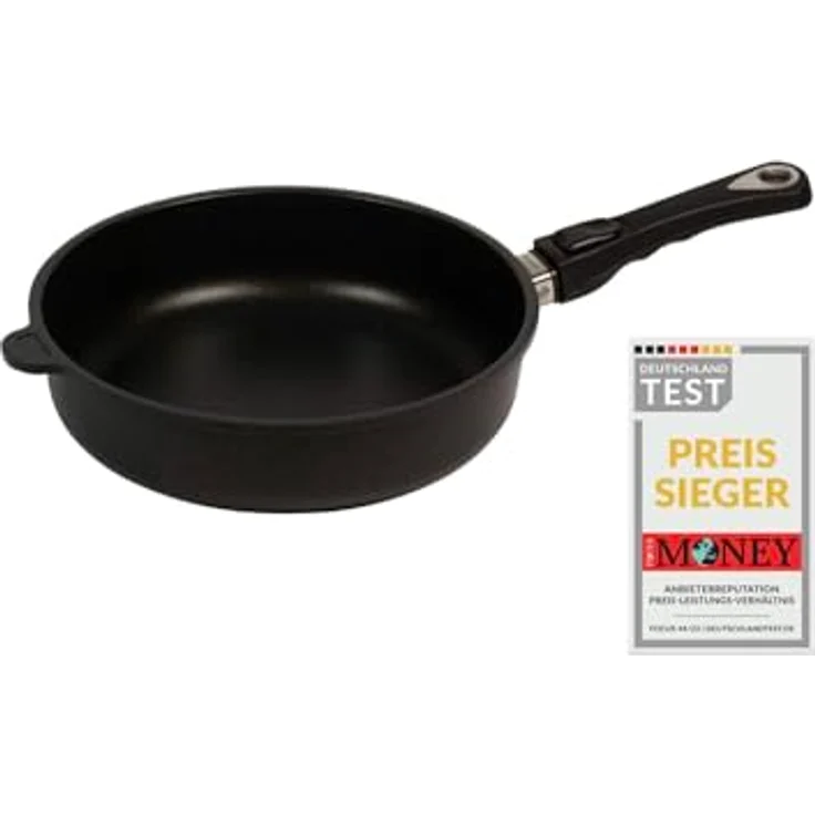 AMT Gastroguss Bratpfanne, 28 cm Ø, 7 cm hoch, Schmorpfanne, abnehmbarer Stiel, induktionsgeeignet, Lotan® Antihaft-Veredelung, Gusspfanne (Aluguss) – Bild 1
