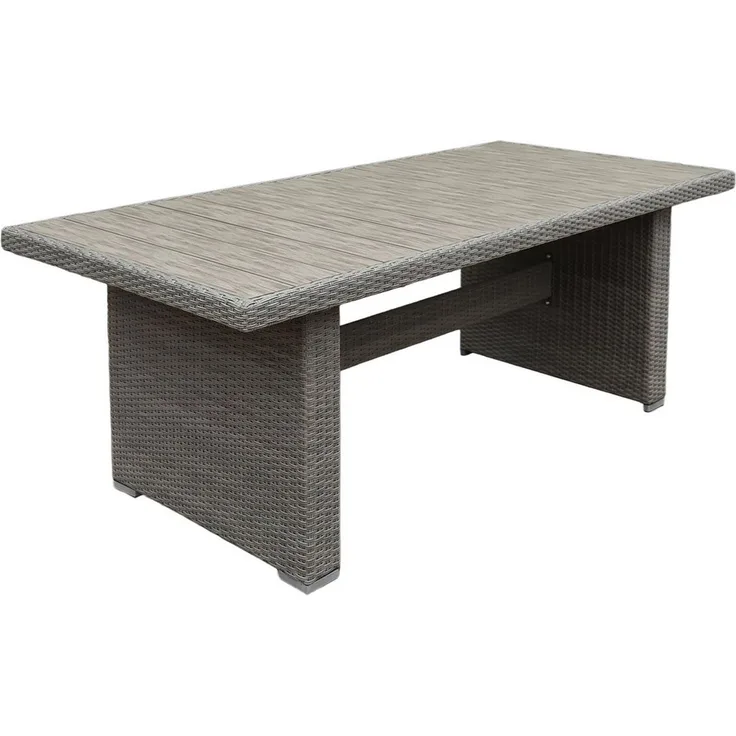 byLIVING Gartentisch BRISBANE (192 x 92, H 75 cm), Alu-Gestell, PE Rattan dunkelgrau Polywood naturfarbig