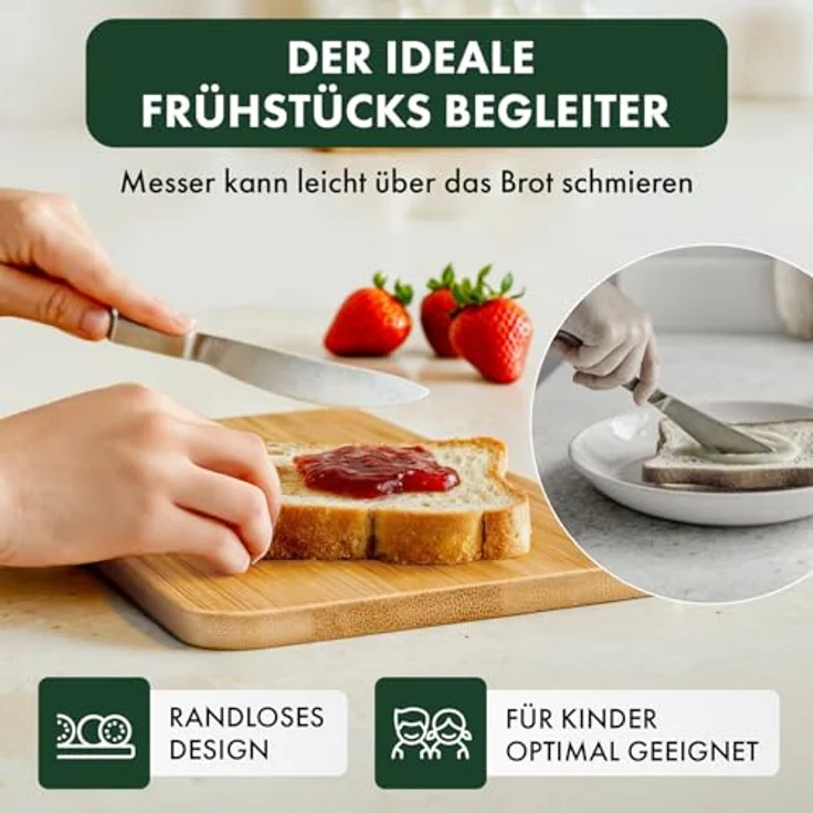 Blumtal Schneidebrett Frühstücksbrettchen 6er Set aus Bambus - 22x14x0,8 cm, Frühstücksbretter Holz, antibakterielles Holzbrettchen – Bild 5