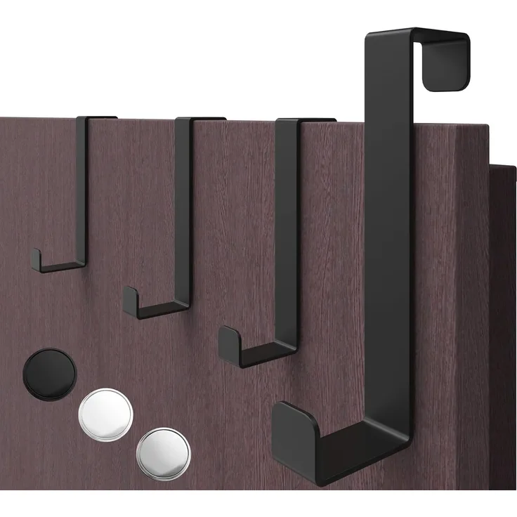 4smile Türhaken zum Einhängen, 4er Set - Schwarze Kleiderhaken für Tür oder Schrank, vielseitige Haken zum Einhängen - Türgarderobe mit hoher Tragkraft, stabile Türhakenleiste