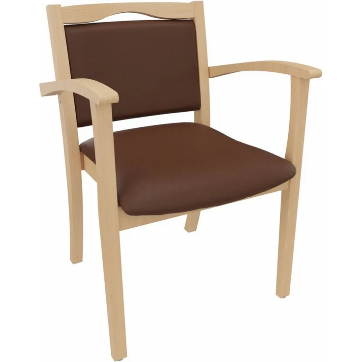 einrichtungsdesign24 Armlehnstuhl 4-Fußstuhl Holzstuhl mit Armlehnen Alexander Seniorenstuhl Esszimmer, Gestell aus Massivholz und stapelbar – Bild 1