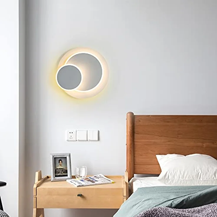 Goeco LED Wandleuchte LED runde Wandleuchte, schlichte Innenleuchte, 17W, Warmweiß, 350 Grad Drehwinkel, keine separate Glühbirne erforderlich – Bild 3