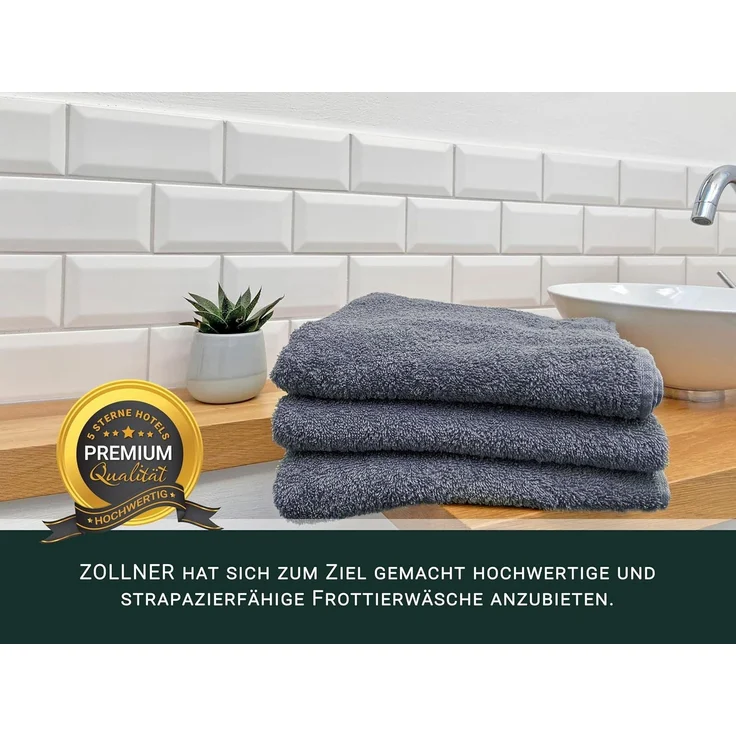 ZOLLNER Gästehandtücher 10er Set, Baumwolle, 30x50 cm, grau – Bild 5