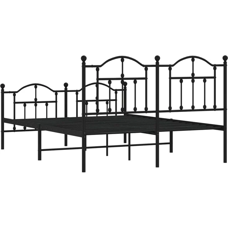 vidaXL Bettgestell mit Kopf- und Fußteil Metall Schwarz 150x200 cm 353459 – Bild 6