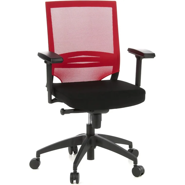 hjh OFFICE Profi Bürostuhl PORTO BASE Stoff Schwarz / Rot