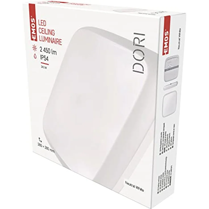 EMOS DORI LED Wand- und Deckenleuchte, weiß, 24,5W, 2450 lm, Neutralweiß 4000 K, IP54, 25.000 Stunden Lebensdauer – Bild 1