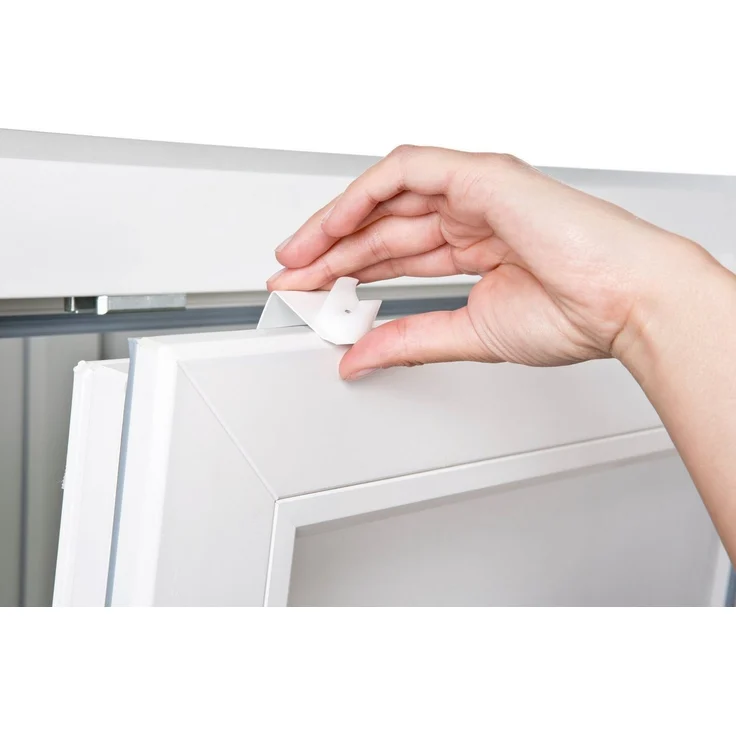 dekondo Klemmstange Gardinenstange "Basic" Klick-fix, weiß, ausziehbar, Fensterhaken klemmbar. Einklicken der Gardinenstange, inkl. Fensterhaken für einen Klemmbereich von 15-20 mm – Bild 3