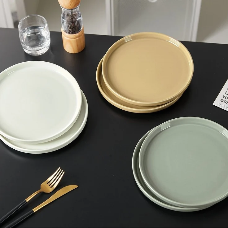 JIWOO Teller 4er Ø20,5cm,Frühstücksteller Steakteller Pastateller Brotteller Plate, (6 St), Keramik Hochwertiges Tellerset Bunt Mikrowellen spülmaschinenfest – Bild 3