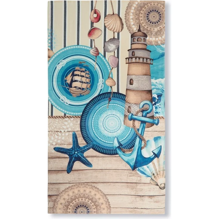 hip Family Strandtuch Liegetuch 100x180 Aldiana Leuchtturm Strand 33219 blau – Bild 1