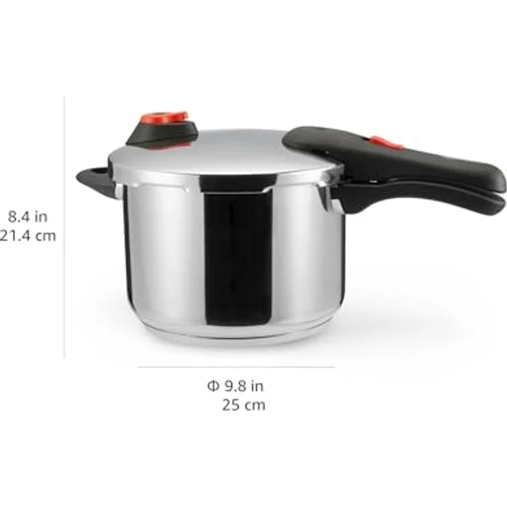 Amazon Basics Schnellkochtopf aus Edelstahl - mit Dampfgarer, induktionsgeeignet - 6 Liter, Silber – Bild 7