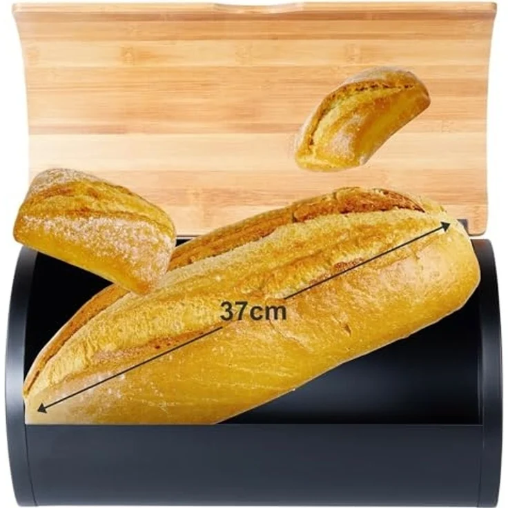 Vilde Brotkasten VILDE 38 x 24 x 20 cm Stahl Holz schwarz – Bild 6