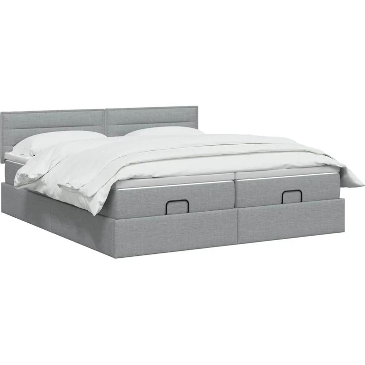 vidaXL Ottoman Bett mit Matratze mit Kopfteil 2 pcs Hellgrau Stoff 3456670 – Bild 3