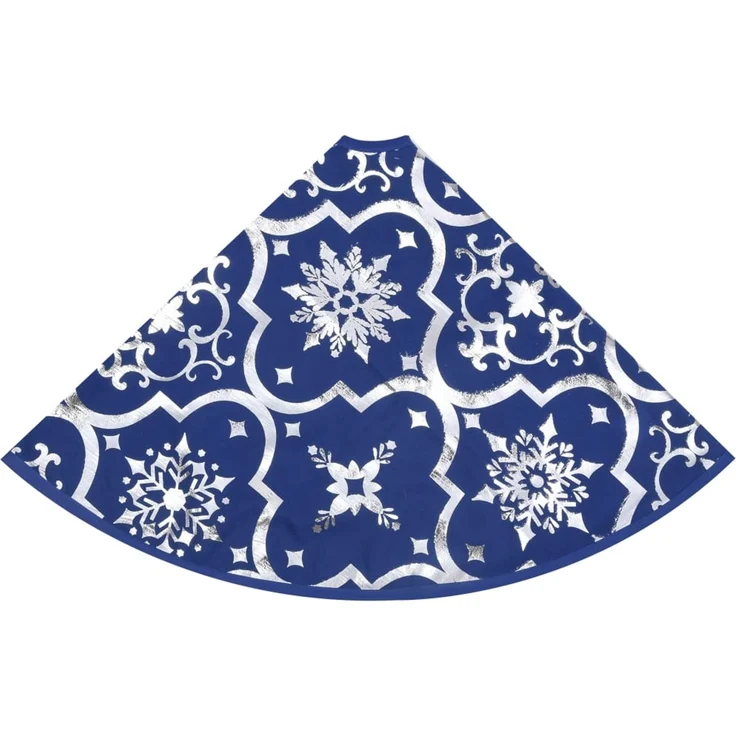 vidaXL Luxus-Weihnachtsbaumdecke mit Socke Blau 122 cm Stoff 330279 – Bild 5