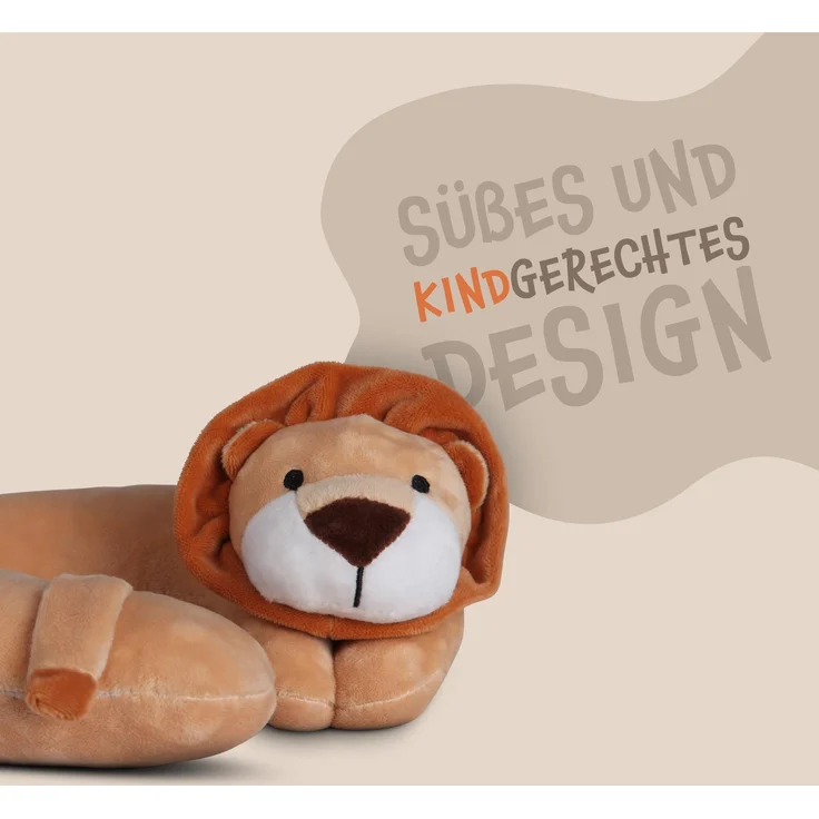 Nackenhörnchen Kinder Tier Schlafkissen Reisekissen Waschbar Kopfstütze U-Förmig Nackenkissen für Auto Zug Flugzeug weicher Kissenbezug Löwe – Bild 3