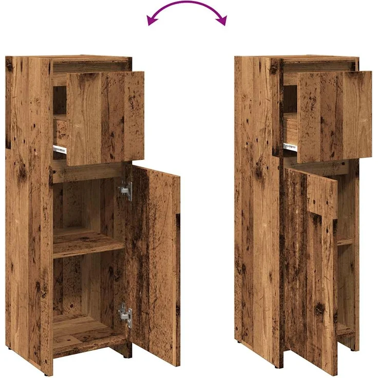 vidaXL Badschrank Altholz-Optik 30x30x95 cm Holzwerkstoff 856061 – Bild 7