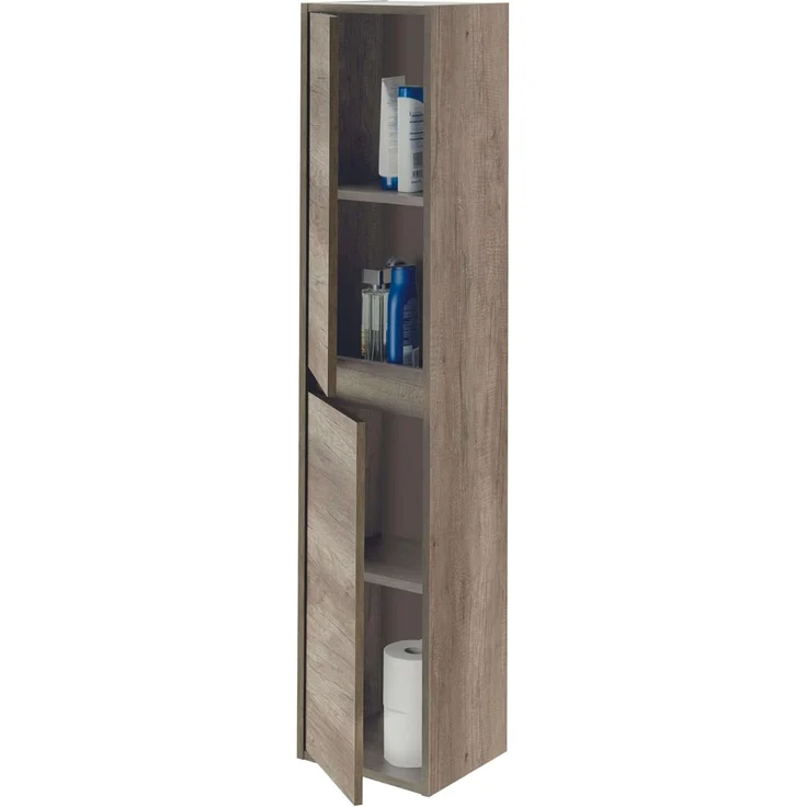 ARKITMOBEL, Badezimmer-Säule mit 2 Türen – schmaler Badhochschrank in Nordik-Optik, platzsparendes Badezimmermöbel, Maße: 30 x 140 x 25,5 cm (B x H x T), Modell Dakota – Bild 4