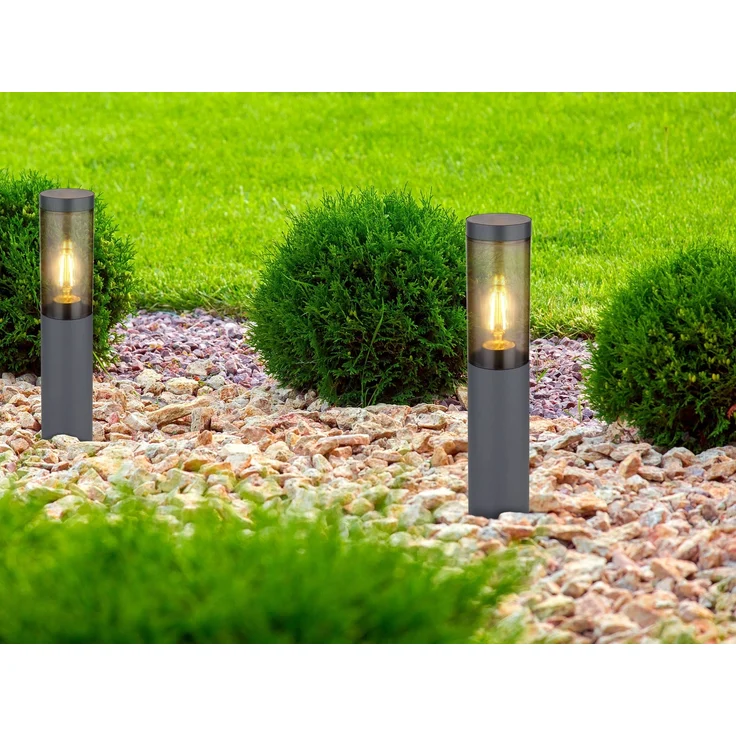 LED Sockelleuchte aus Edelstahl in Anthrazit & Rauchfarben, Höhe 45cm – Bild 5