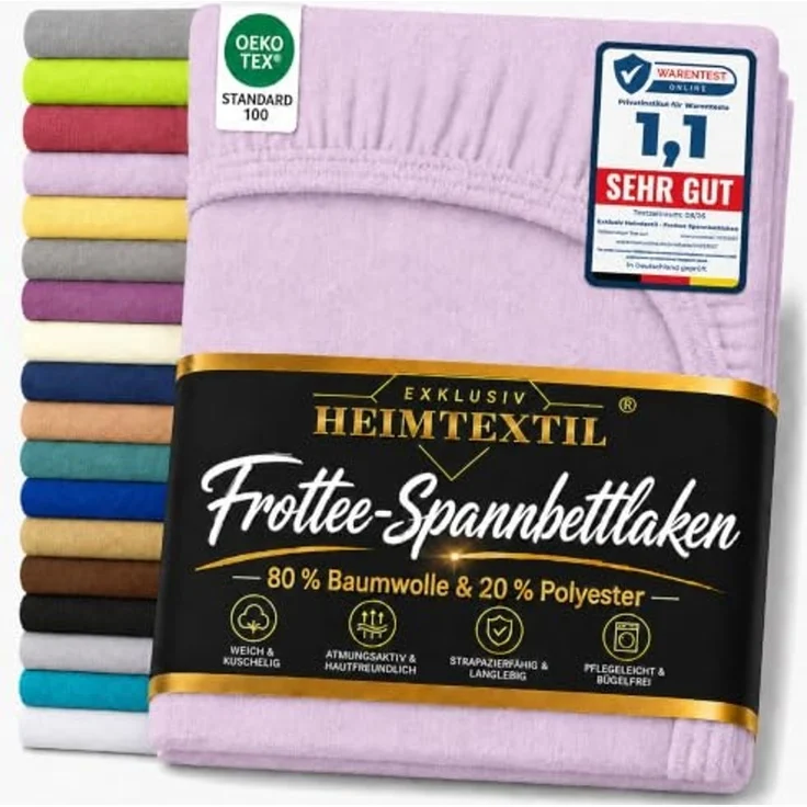 EXKLUSIV HEIMTEXTIL Frottee Spannbettlaken 200 x 220 cm Flieder – Bild 1