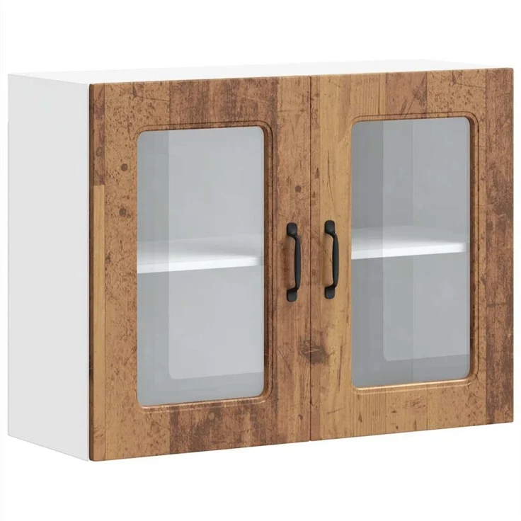 vidaXL Küchen-Hängeschrank mit Glastür Altholz-Optik Holzwerkstoff 853615 – Bild 2