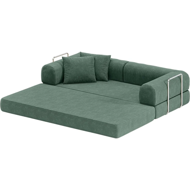 skølm 'Lofn' Modulares Sofa 2 Sitzer, 200x100 cm, Vollschaumcouch mit Metallgestell, Cord salbeigrün, Schlafsofa vakuumverpackt, kein Aufbau erforderlich – Bild 14