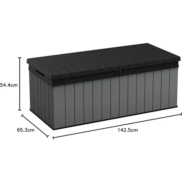 Keter Gartenbox Keter Aufbewahrungsbox DARWIN Anthrazit, 380 L, belastbar bis 300 kg, abschließbar – Bild 11