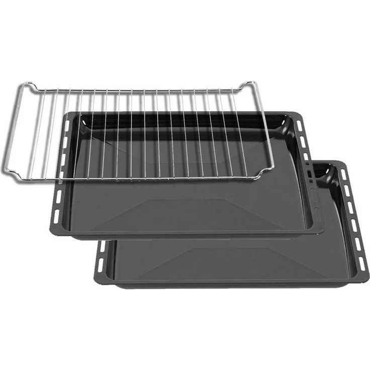 ICQN Backblech 445 x 375 x 25 mm mit Gitter, Emailliert, (Set, 3-St, 2x Fettpfanne und Backofenrost), Kratzfest & Rostfrei, 44,5 x 37,5 cm – Bild 1
