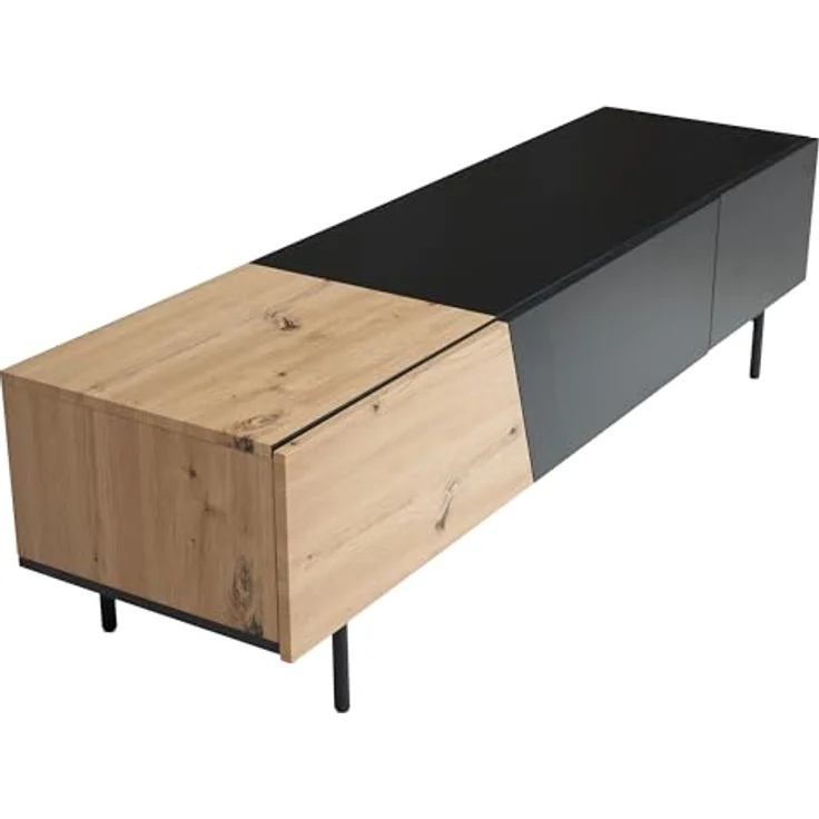 Livetastic Lowboard, Schwarz, Eiche, Holzwerkstoff, 1 Schublade, 150x40x40 cm, stehend für Wohnzimmer – Bild 1
