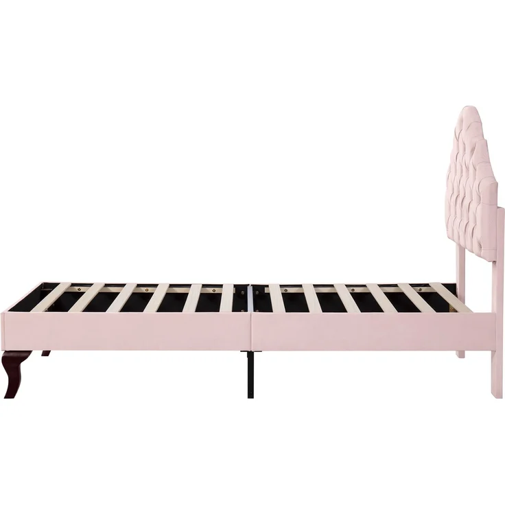 Polsterbett 203*90*118-124cm mit höhenverstellbarem Kopfteil, attenrost und Samtbezug,Rosa,inklusive Taschenfederkern – Bild 8