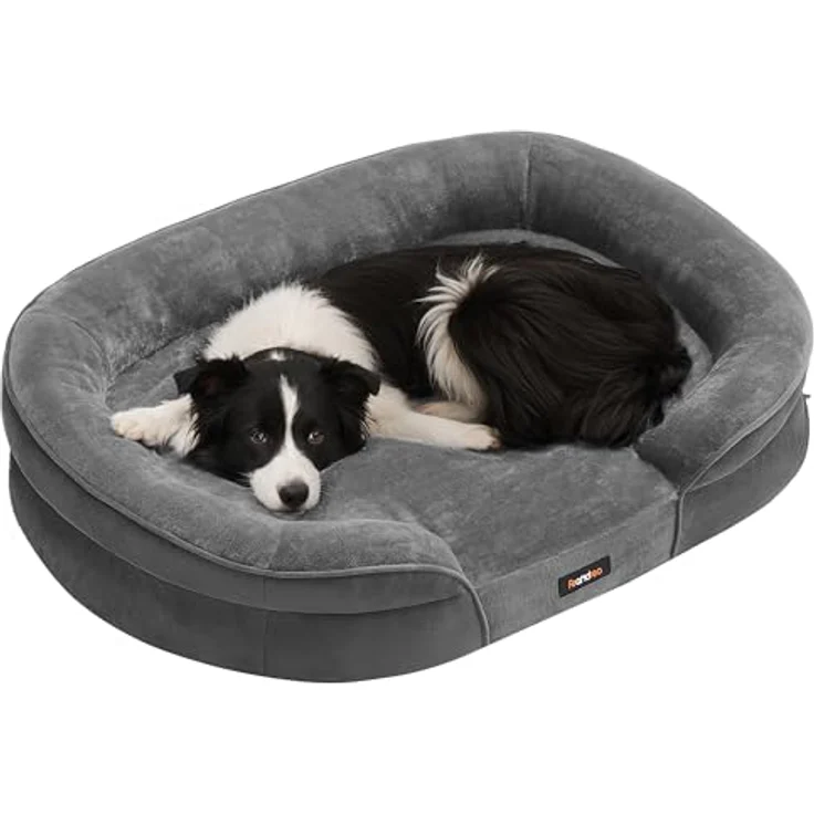 Feandrea Hundebett, Hundekissen, für große Hunde, 91 x 68 x 18 cm, orthopädisch, wasserdichte Innenschicht, erhöhte Ränder, Abnehmbarer, waschbarer Bezug, rutschfest, schiefergrau PGW282GN01 – Bild 2