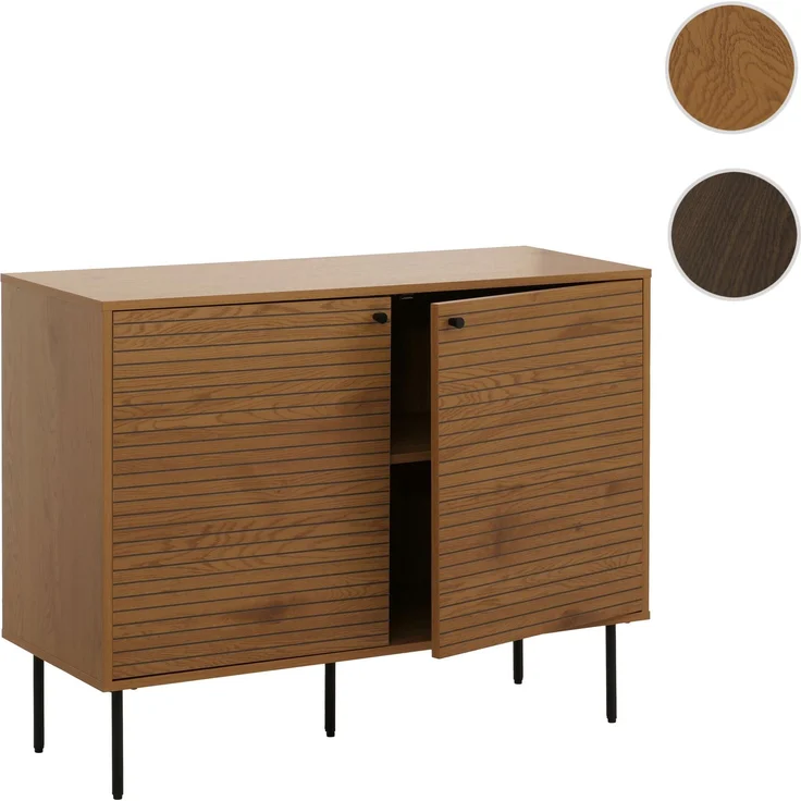 Sideboard HWC-N78, Kommode Schrank Anrichte, skandinavischer Stil Metall Holz Melamin MVG 86x110x40cm ~ natur – Bild 10