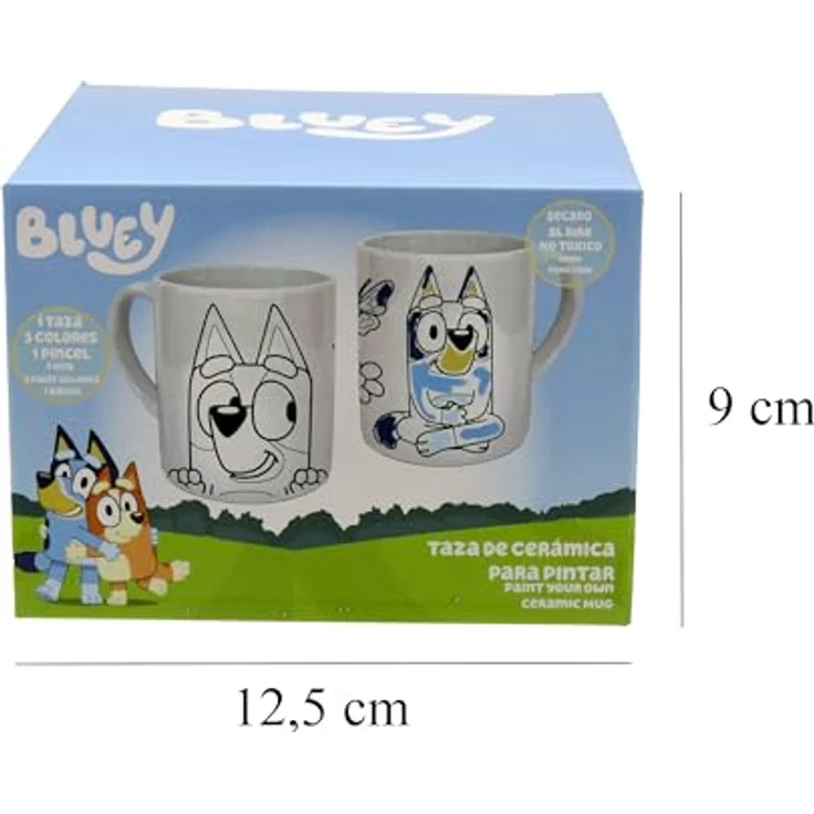Bluey Tasse zum Bemalen Set, Kreativset mit 5 Farben und Pinsel für Kinder – Bild 4