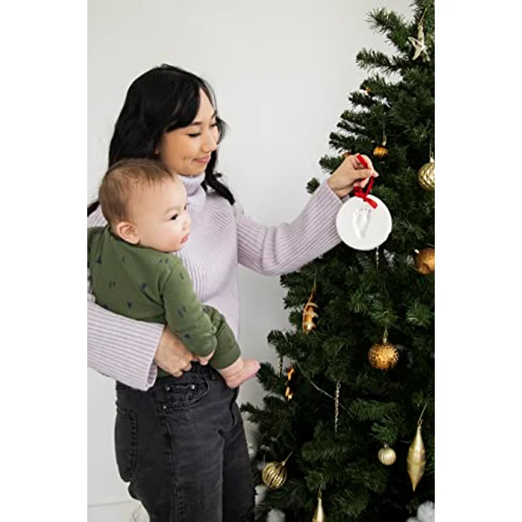 Pearhead Babyprints Handabdruck oder Fußabdruck Andenken Ornament, Weiß, Rond – Bild 5