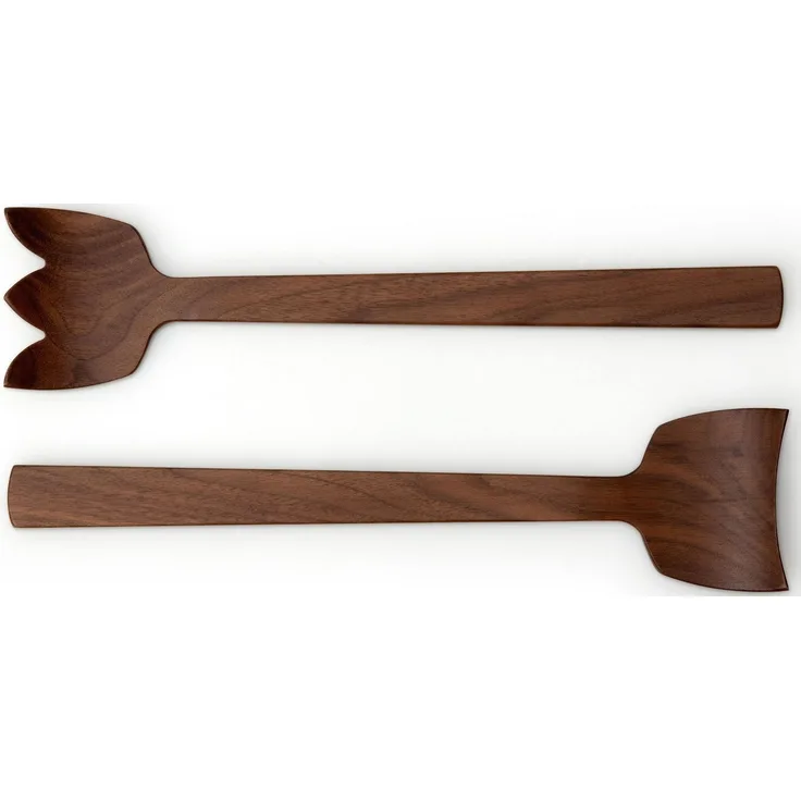 Continenta Salatbesteck Tulip, 2-tlg, Salat Besteck, Salatgabel, Salatlöffel, Holzbesteck, Walnussholz, L 30. 5 cm, 4265