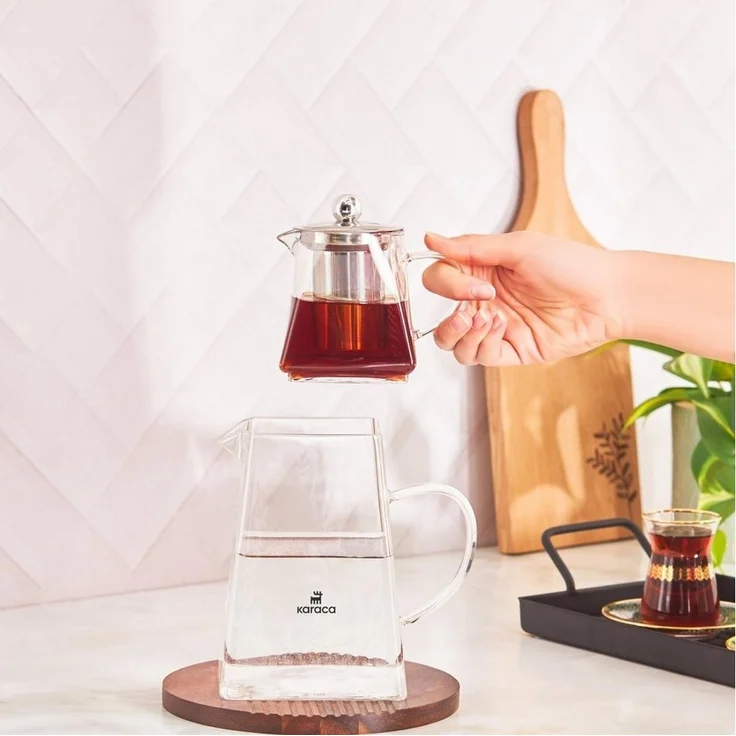 Karaca Teekanne Karaca Giza Glas-Teekannen-Set, 1.95L, Türkischer Teebereiter, 2 l, (3-St) – Bild 2